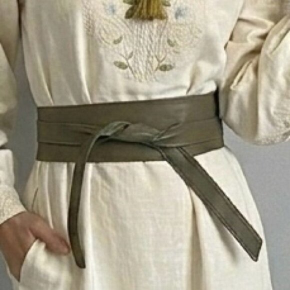 Brave Brown Distressed Leather Nida / Manana Wrap Obi Kimono Belt - O/S ?? main image 7